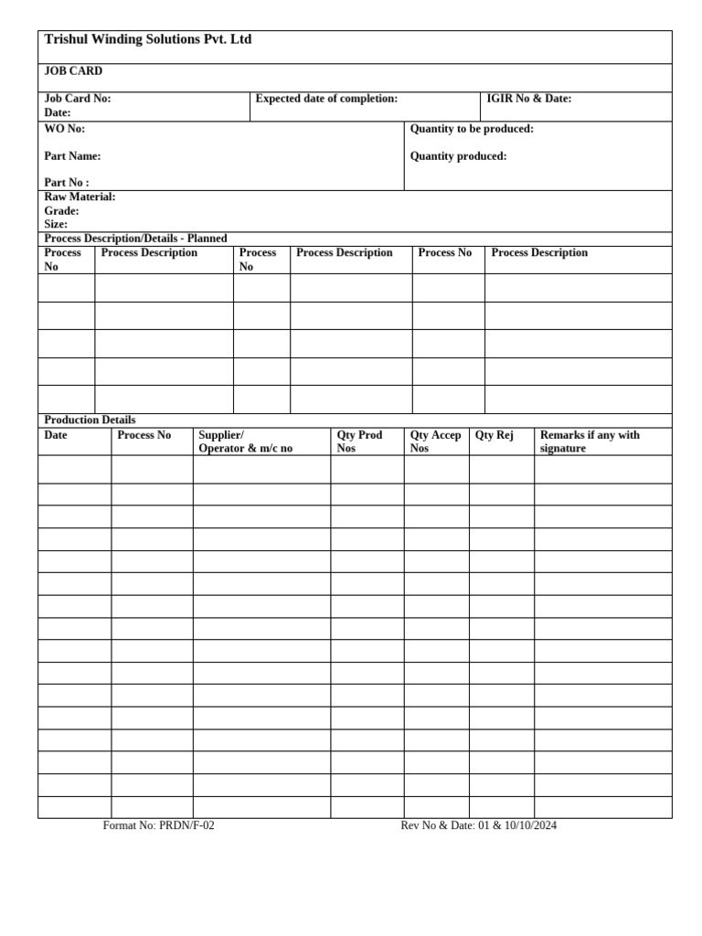 Job Card | PDF