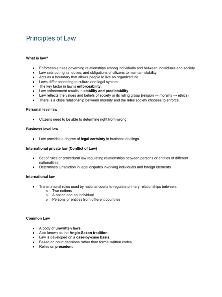 Principles of Law NOTES MF | PDF | Misrepresentation | Offer And Acceptance