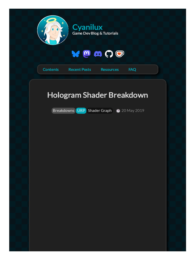 Hologram Shader Breakdown - Cyanilux Shader Tutorials | PDF | Texture ...