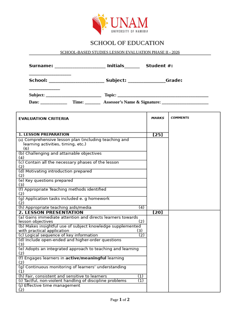Lesson Evaluation Phase UP AND JP Phase II 2026 | PDF | Learning ...
