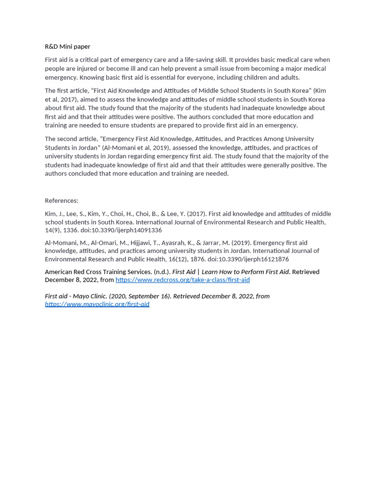 R&D Mini Paper | PDF