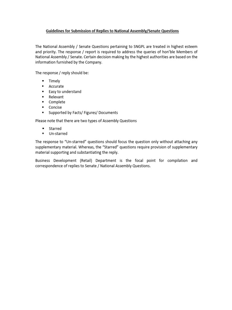 Guidelines Replies NA Senate | PDF