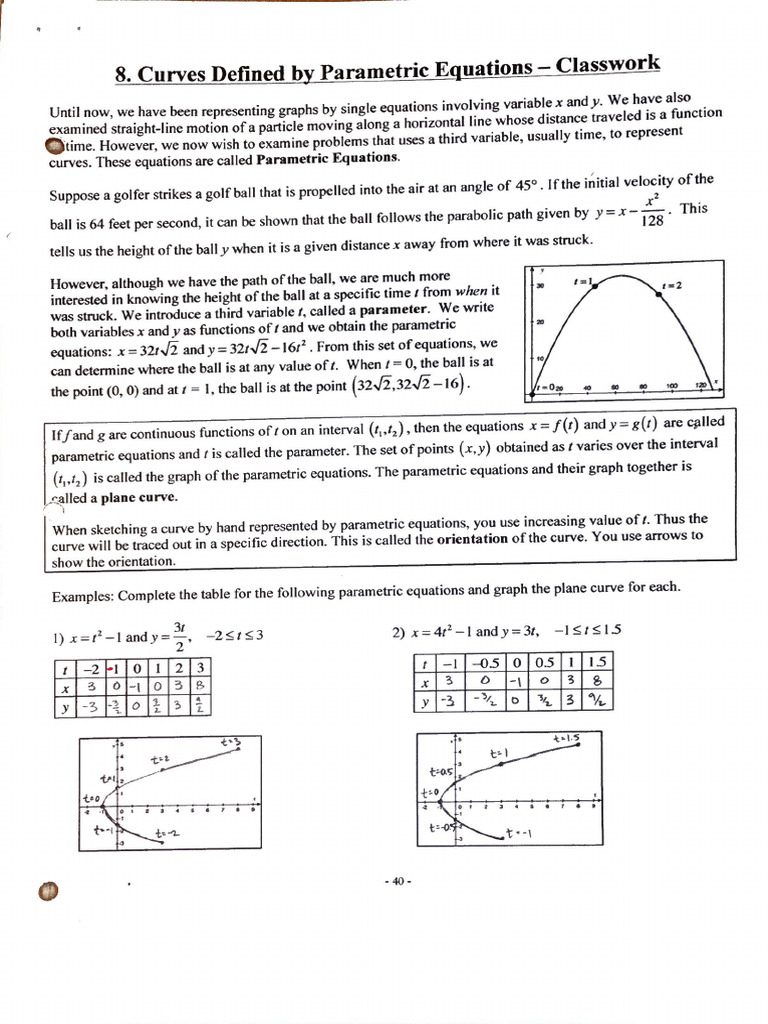 BC08 Parametric Equations (My Solutions) | PDF