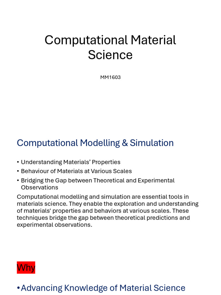 Why Computational Material Science | PDF | Computational Chemistry ...