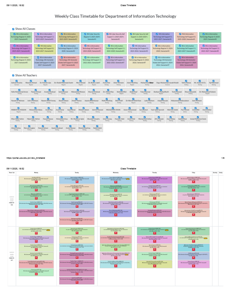 Class Timetable Fall 2025 V10 | PDF | Information Science | Information ...