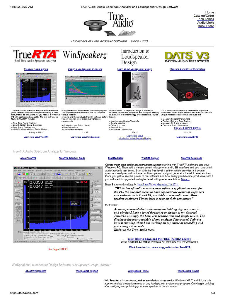 True Audio - Audio Spectrum Analyzer and Loudspeaker Design Software ...