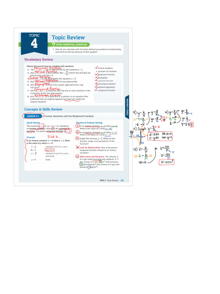Alg 2 Topic 4 Review Worked-out Solutions | PDF