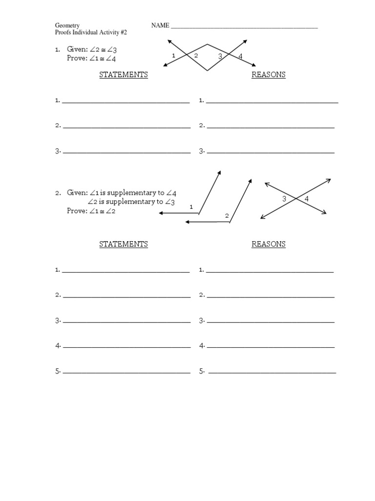 Geometry Proofs Activity Worksheet | PDF | Business | Teaching Methods ...