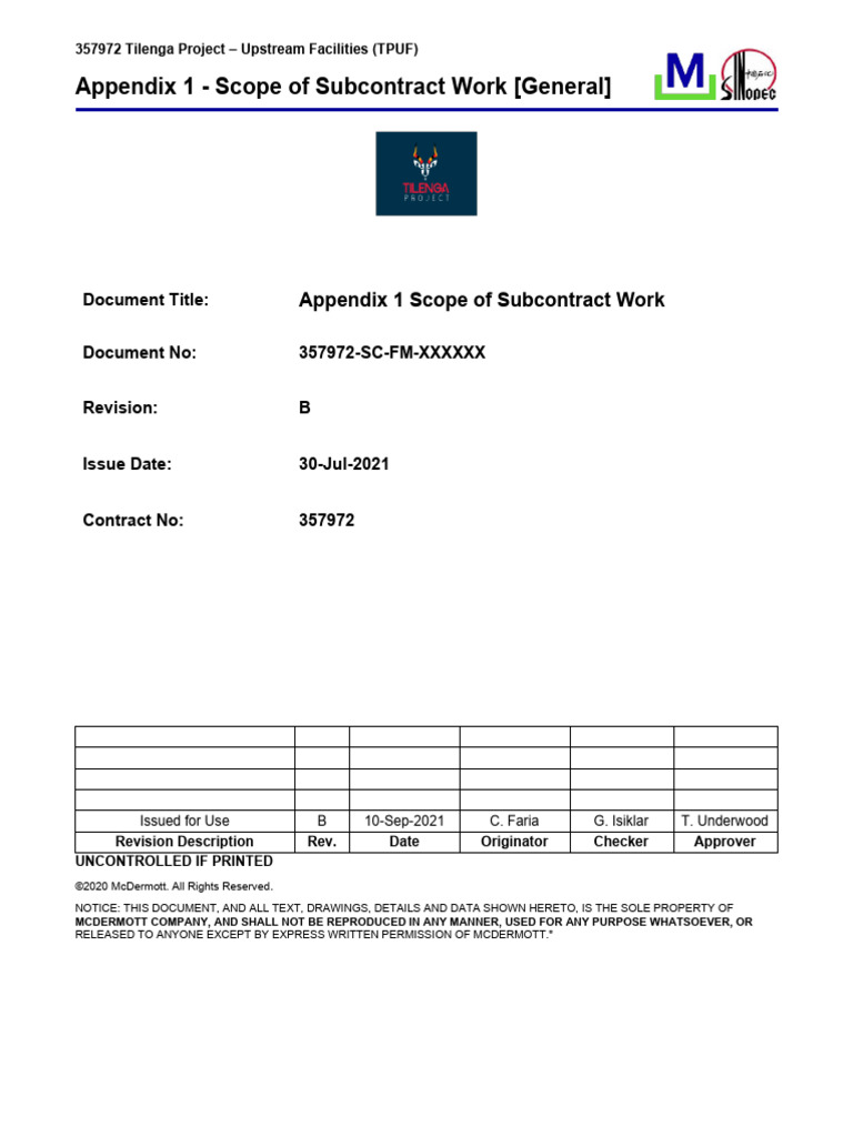 Appendix 1 Scope of Subcontract Work - General | PDF | Subcontractor ...