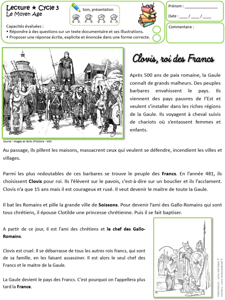Moyen Age Lecture Compréhension LB | PDF | Franks | Charlemagne