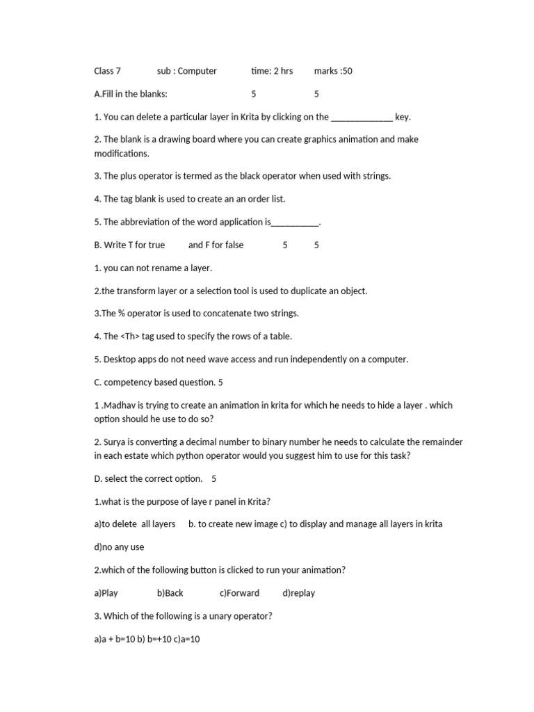 Class 7 Sub Computer Term 2 | PDF