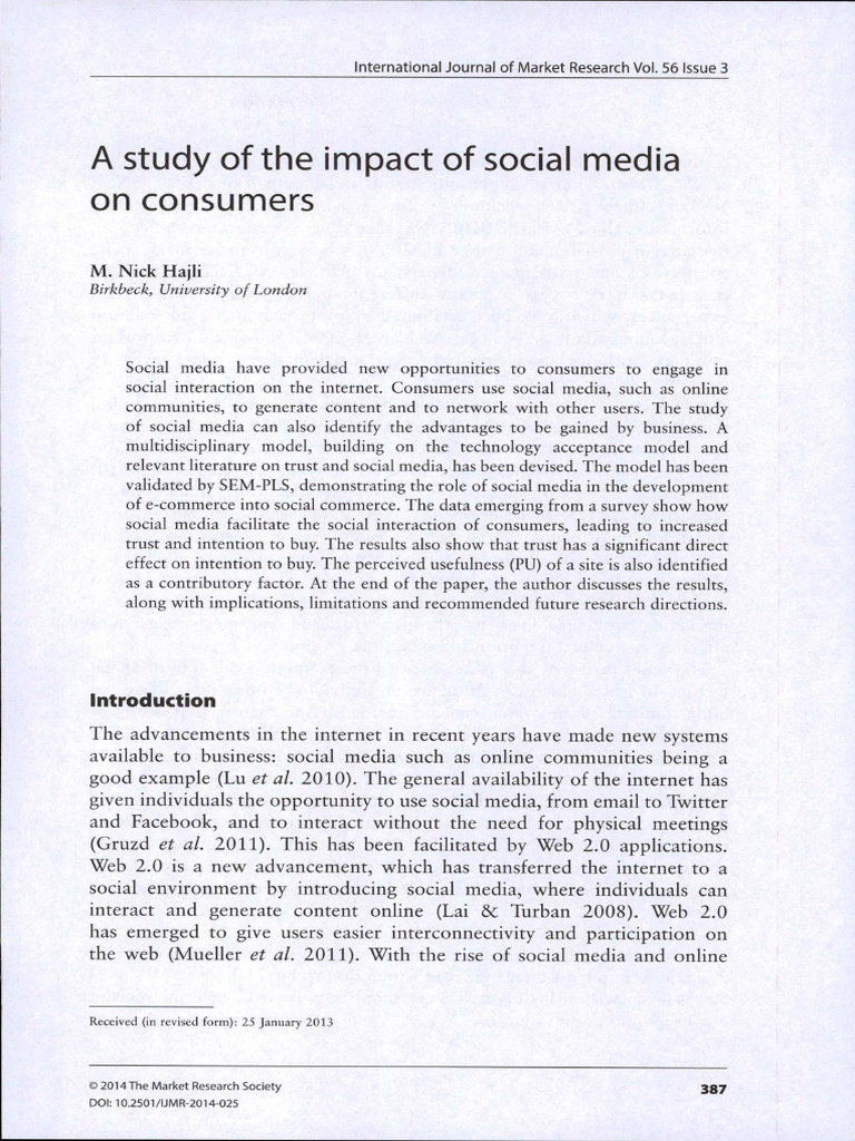 A Study of the Impact of Social Media | PDF | Validity (Statistics ...