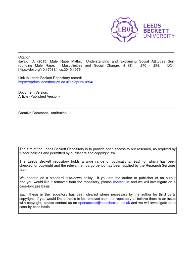 Masculinities & Social Change | PDF | Rape | Masculinity
