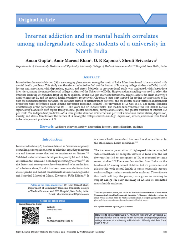 Internet Addiction and Its Mental Health.13 | PDF | Mental Disorder ...