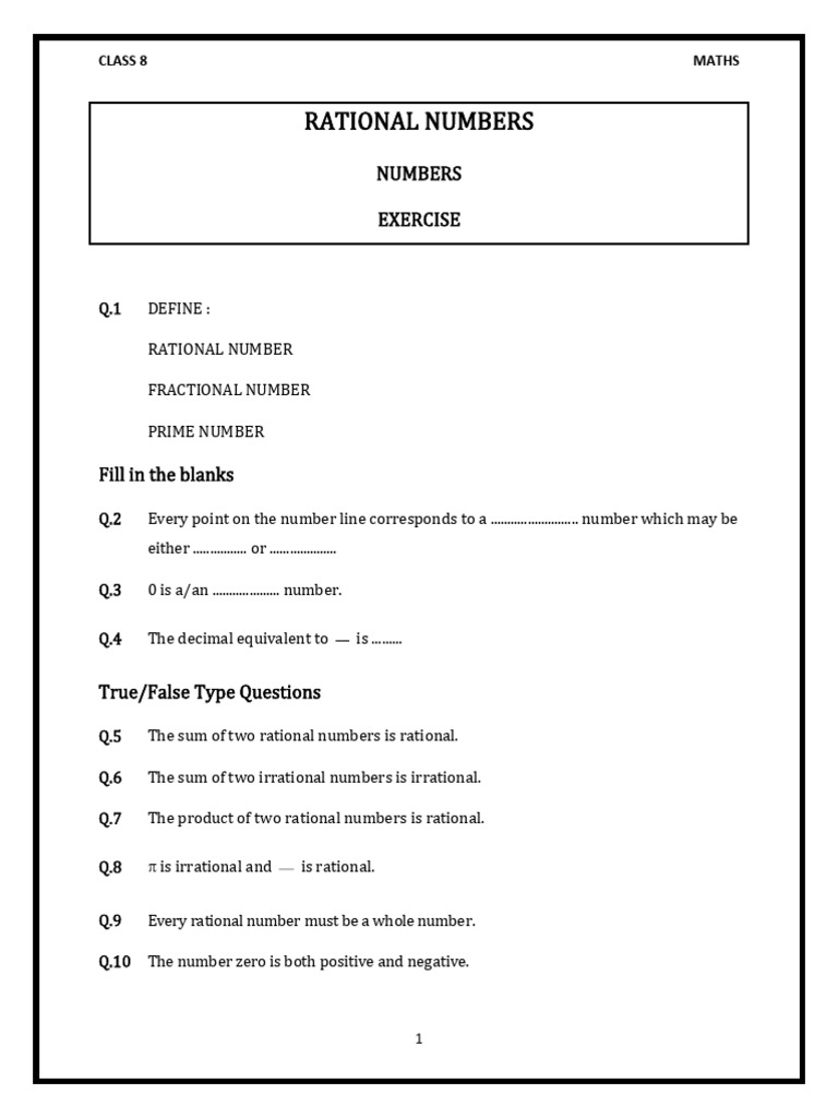 Numbers Exercise | PDF
