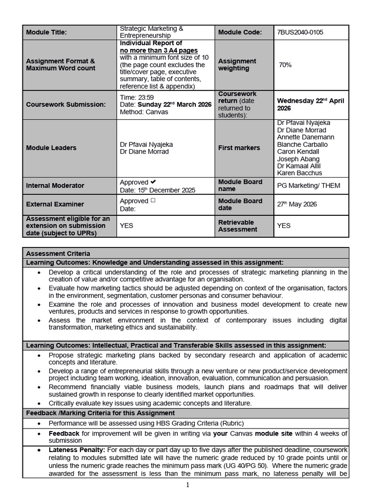 HBS+Assessment+1+Brief++2025+-+2026+-+7BUS2040-0105+v4 | PDF | Academic ...