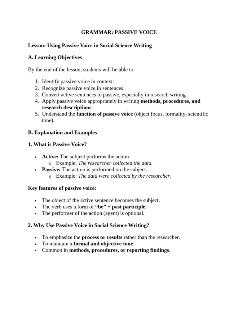 Grammar Passive Voice | PDF | Social Sciences | Subject (Grammar)