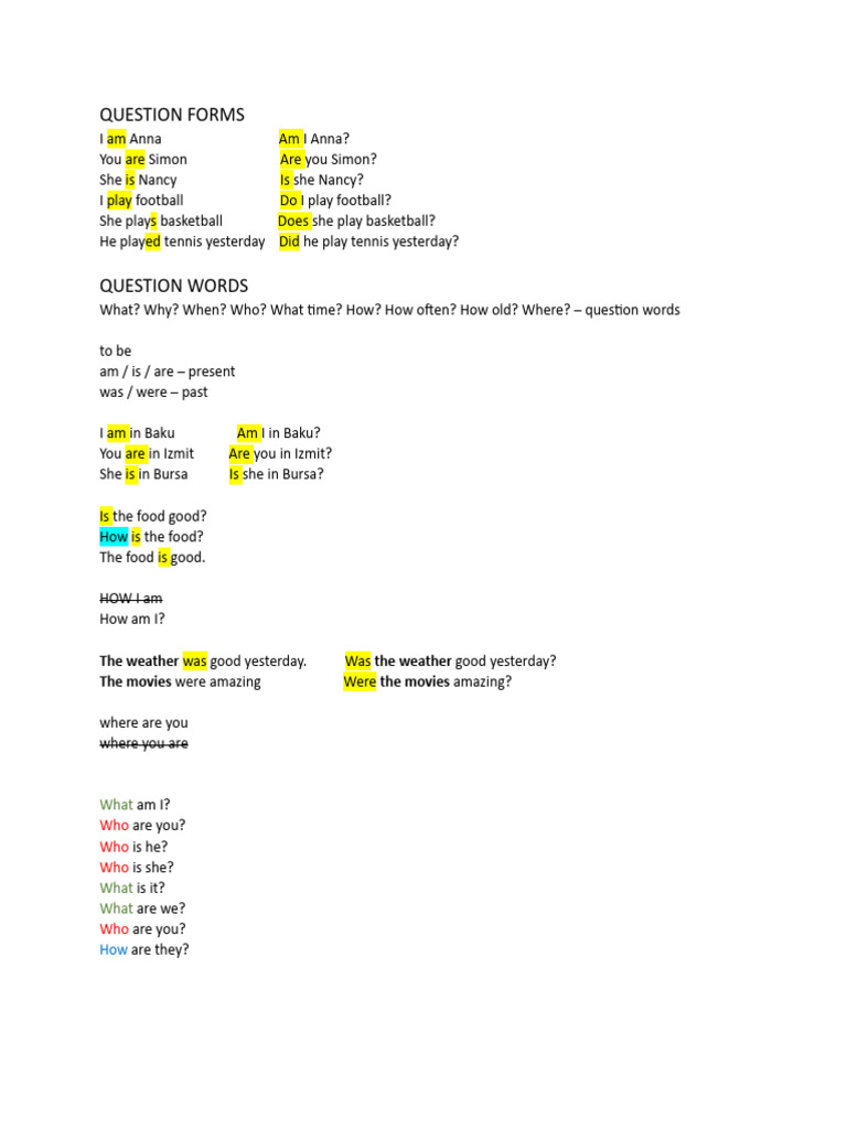 Question Forms | PDF