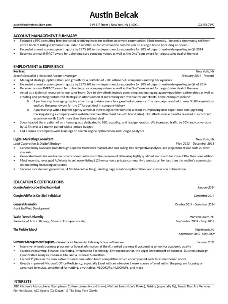Austin Belcak Resume [Example Used at Microsoft & Google] | PDF ...