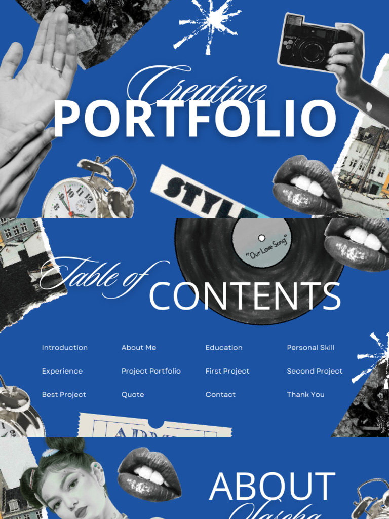 Blue and White Vintage Scrapbook Creative Portfolio Presentation | PDF