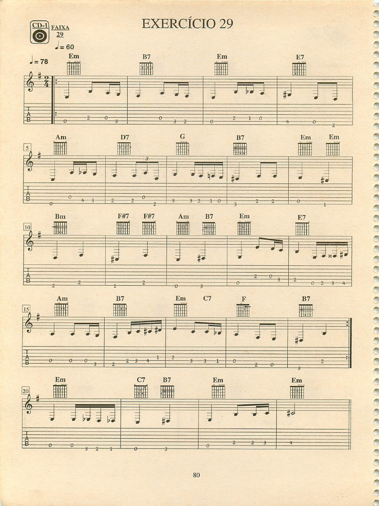 Linha de Baixaria 7 Cordas Exercicio 21 Tom Em | PDF