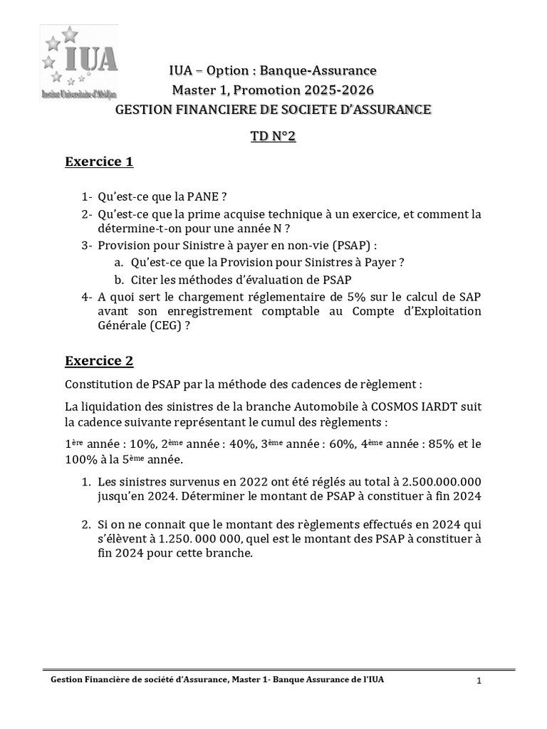 Iua GF TD02 2025 | PDF | Assurance | Économie d'entreprise