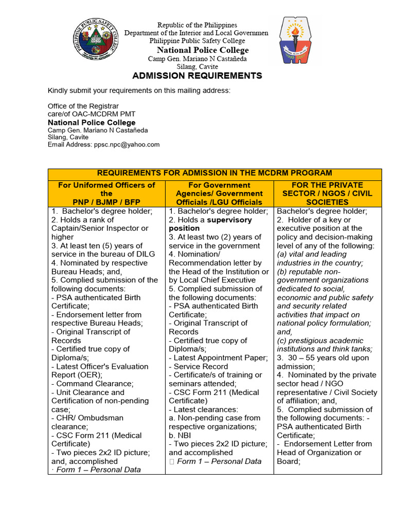 Admission Requirements | PDF