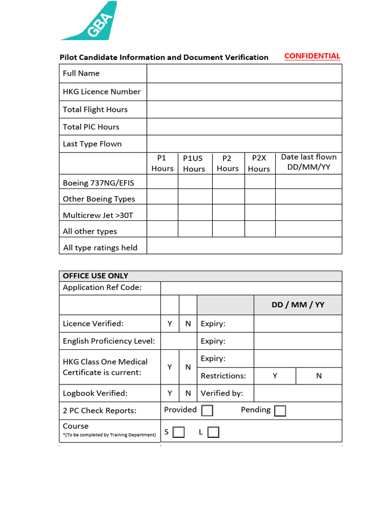 Pilot Candidate Information - Fillable | PDF