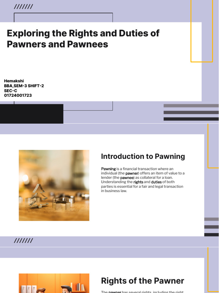 Exploring The Rights and Duties of Pawners and Pawnees: Hemakshi Bba ...