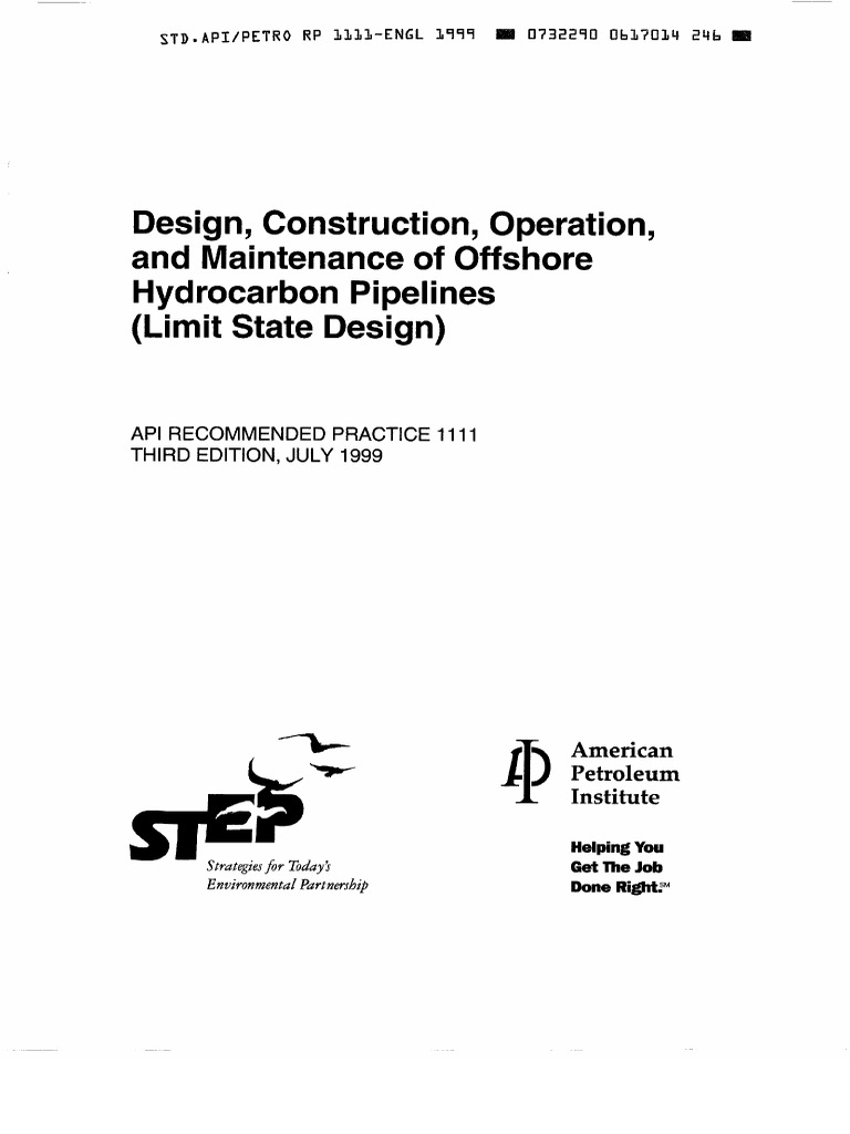API RP1111 1999 Design Construction, Operation, Ans Mainteance of ...