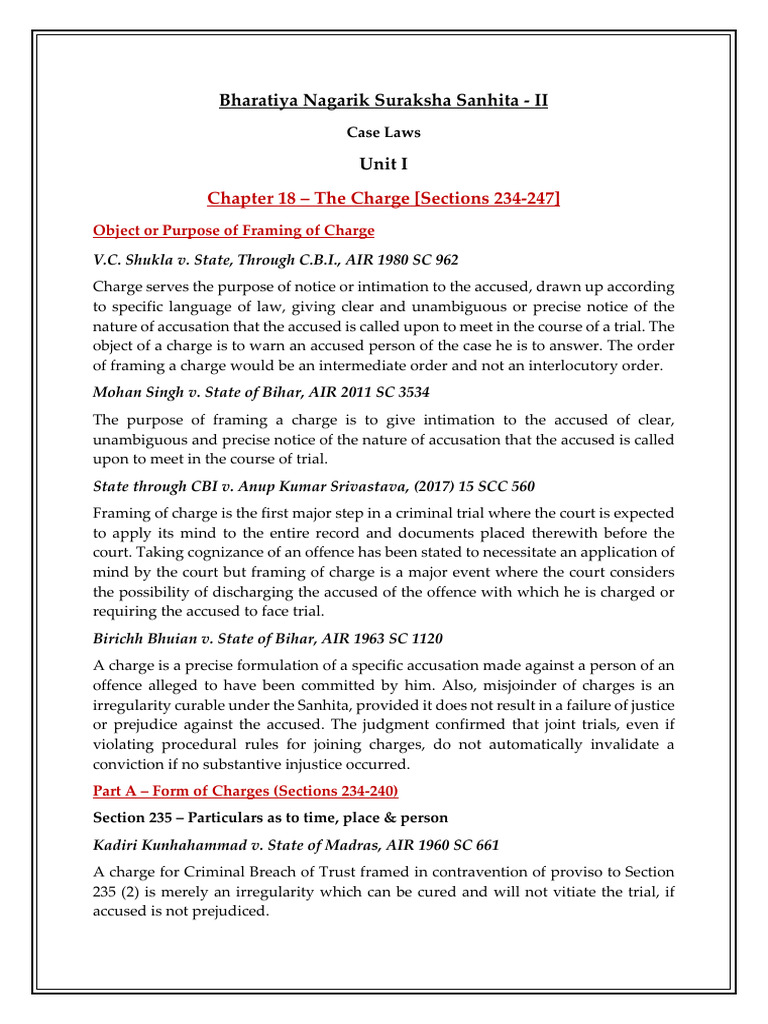 Cases BNSS Unit 1 | PDF | Acquittal | Double Jeopardy