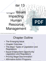 Legal Issues Impacting Human Resource Management: WED 469 Training Systems Management, Chapter 13