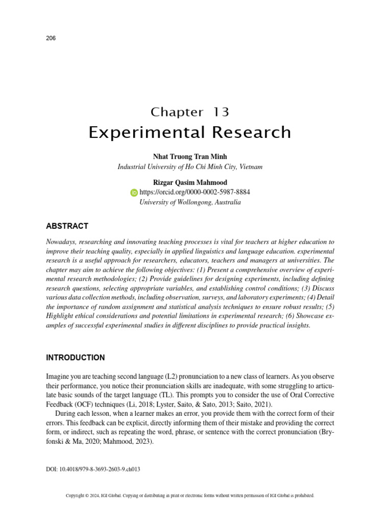 Experimental Research | PDF | Validity (Statistics) | Hypothesis