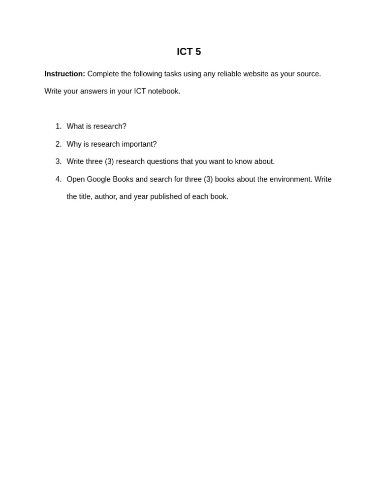 Ict 5 Activity | PDF