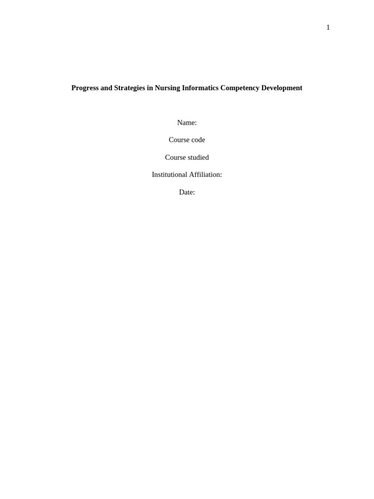 Progress and Strategies in Nursing Informatics Competency Development ...