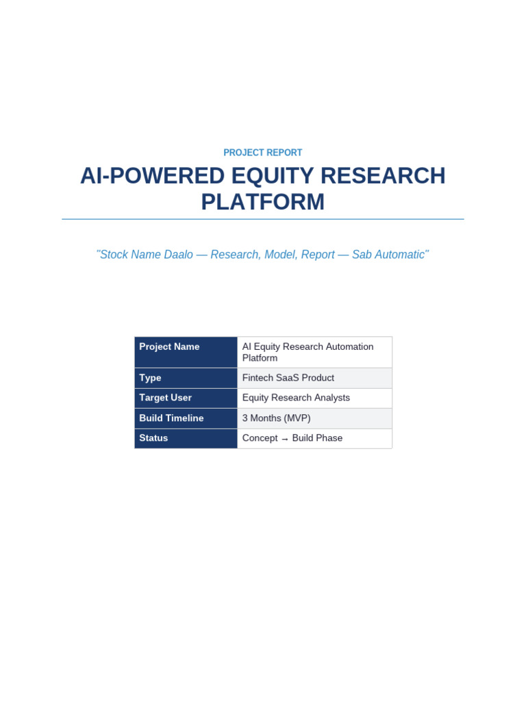 AI Equity Research Platform Project Report | PDF | Computing