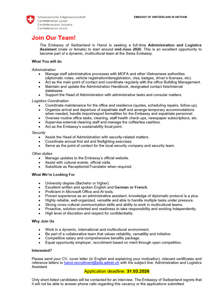 20260306-Administrative-Assistant-Advert_EN | PDF