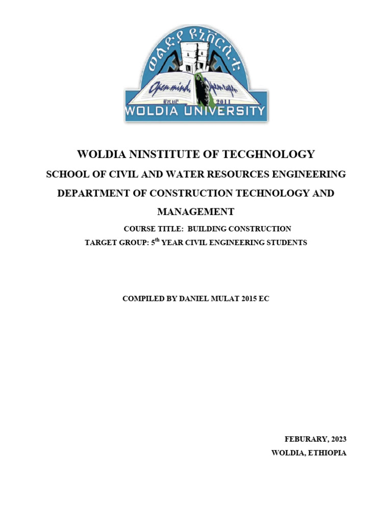Building Construction Handout For Civil Engineering | PDF | Stairs | Door