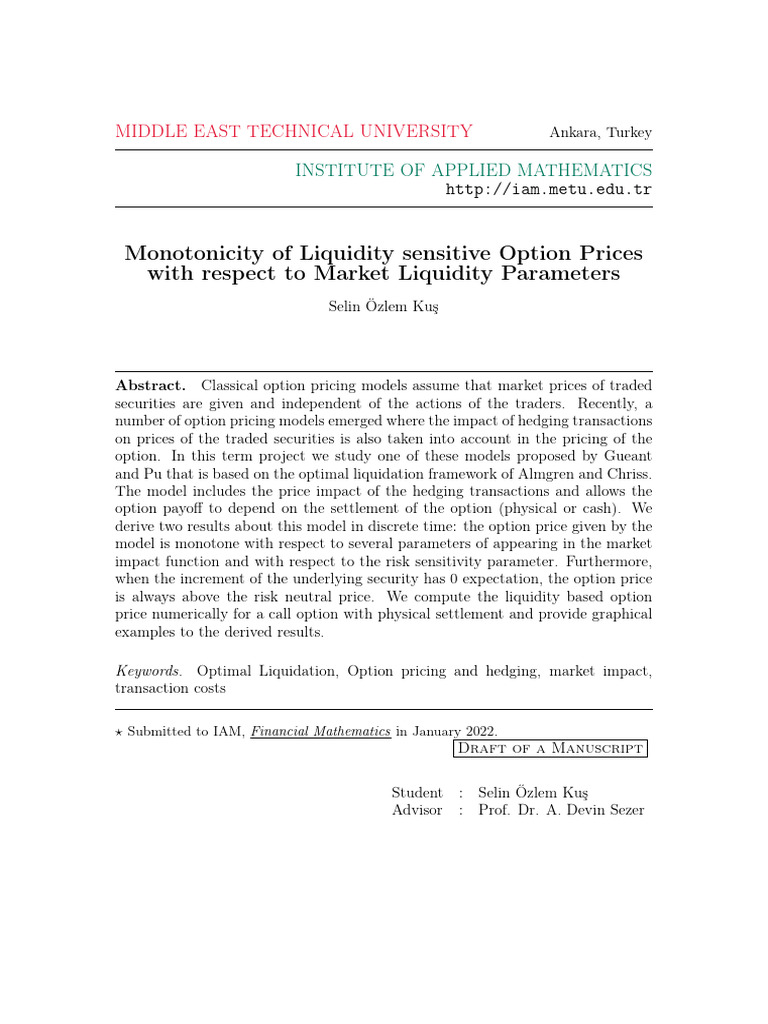 Project Selinozlemkus 1854801 | PDF | Option (Finance) | Hedge (Finance)