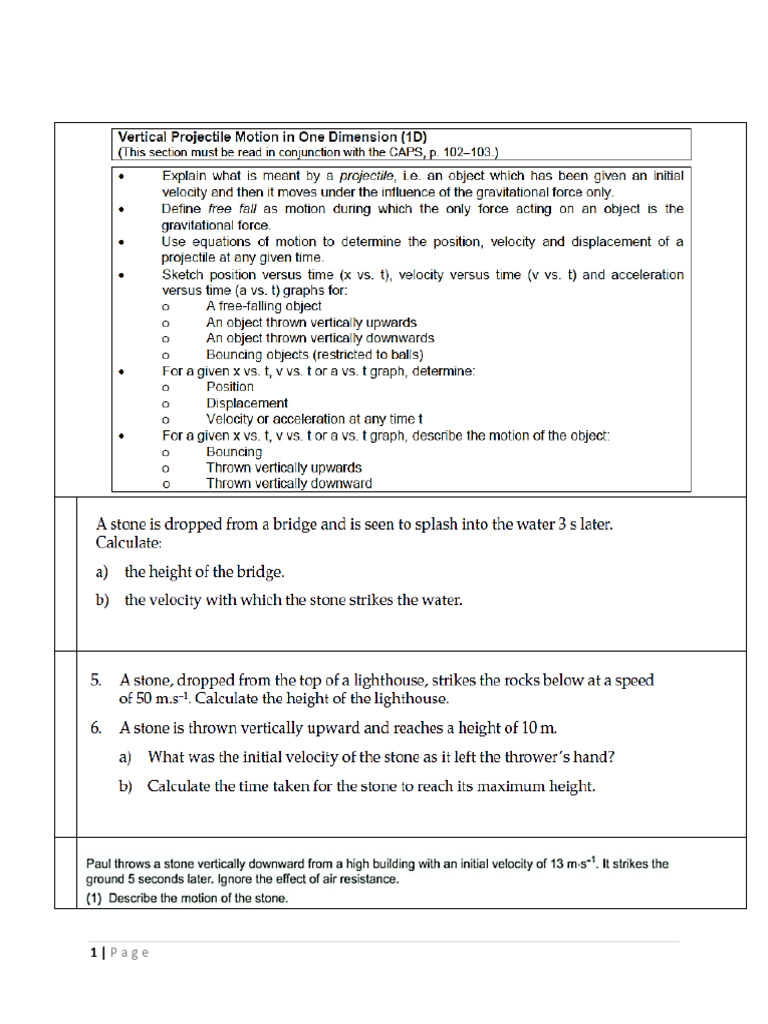 Vertical Projectile Motion Kut | PDF