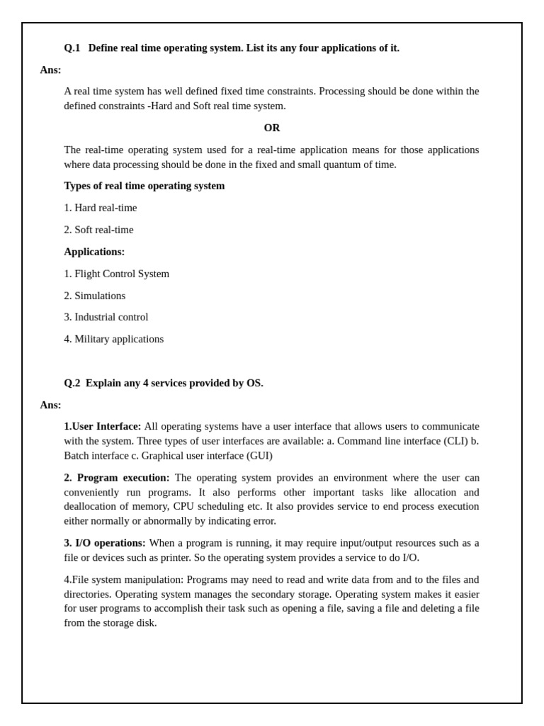 Osy Imp Question | PDF | Operating System | Process (Computing)
