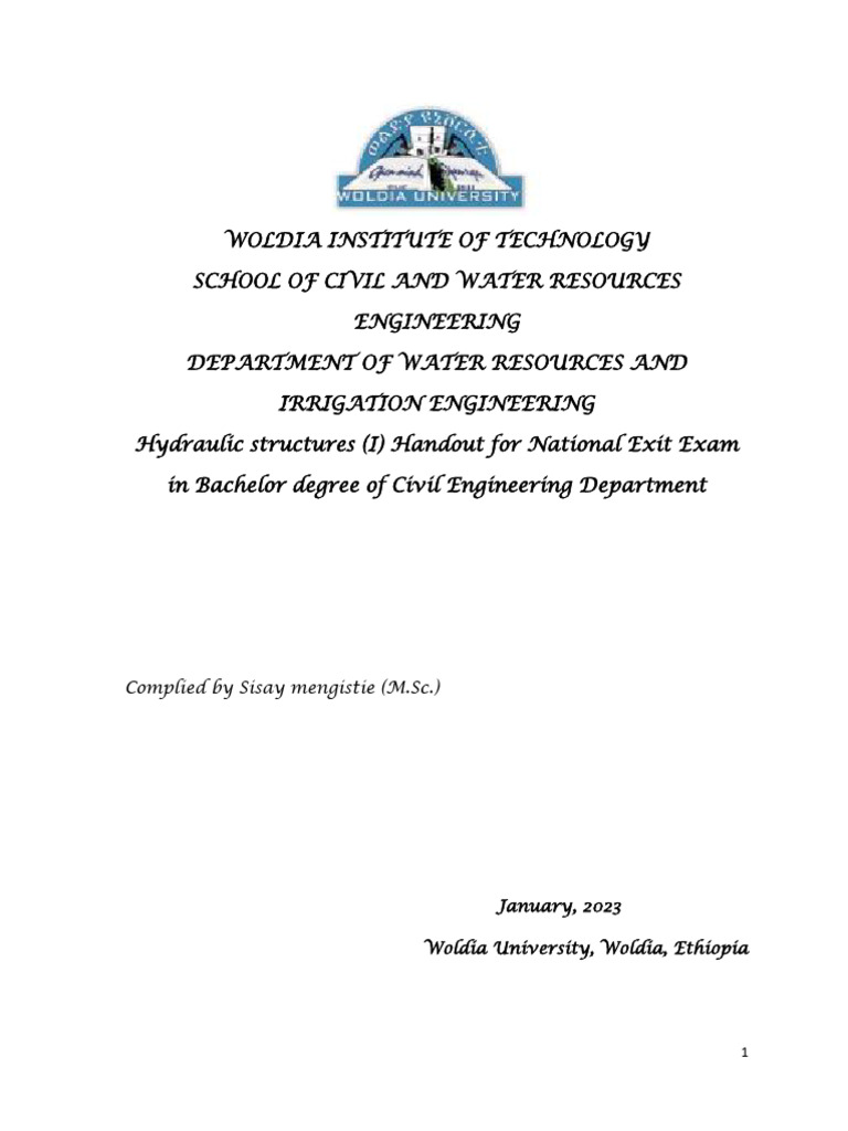 Hydraulic Structures - I Handout | PDF | Dam | Reservoir