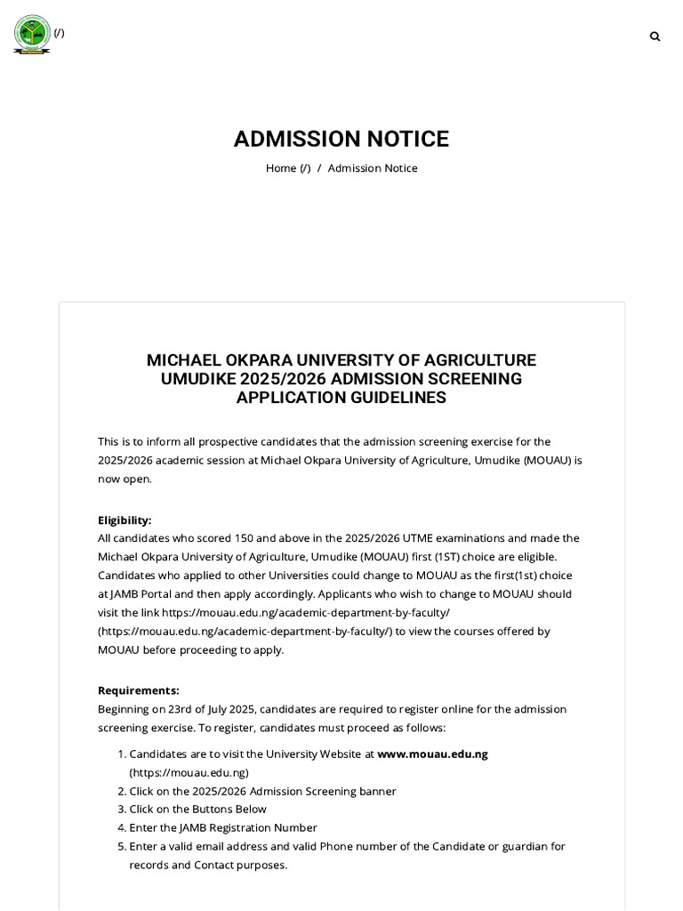 Michael Okpara University of Agriculture, Umudike | PDF | Payments