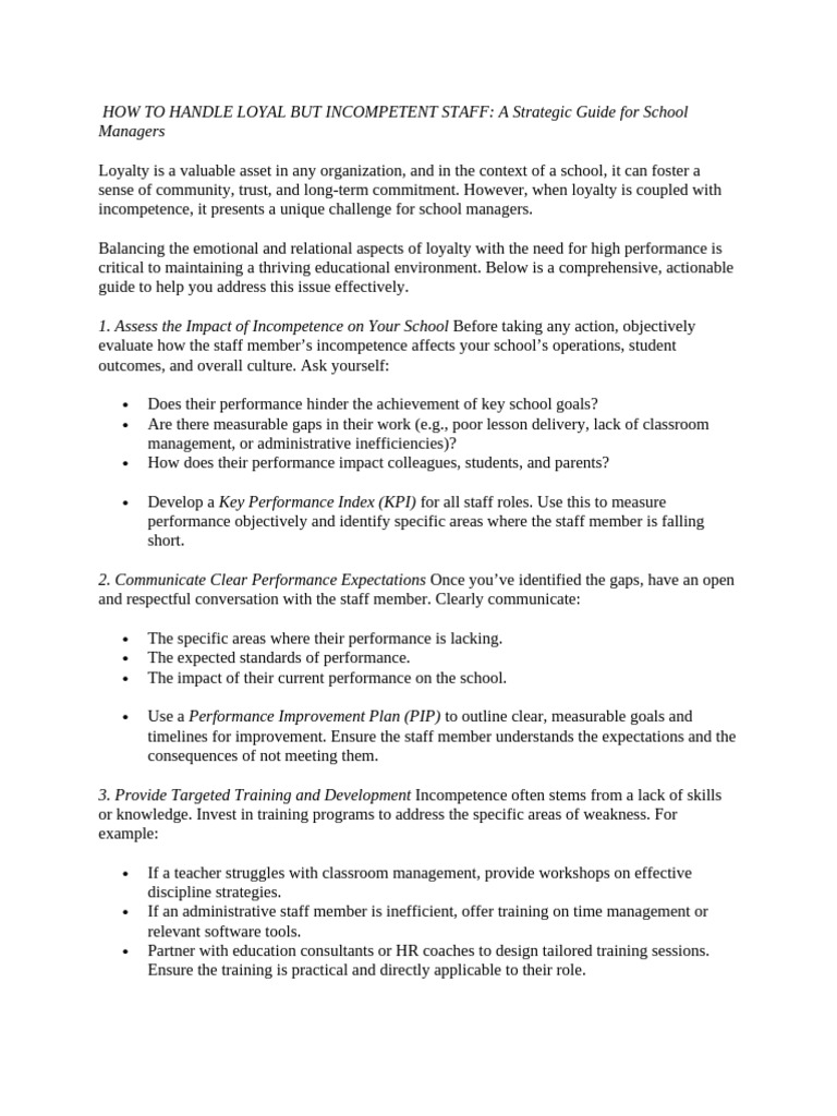 How To Handle Loyal But Incompetent Staff | PDF | Performance Appraisal ...