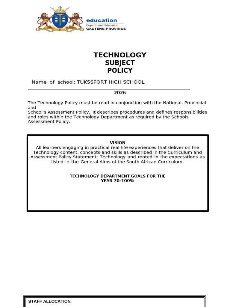 Subject Policy Technology | PDF | Educational Assessment | Learning