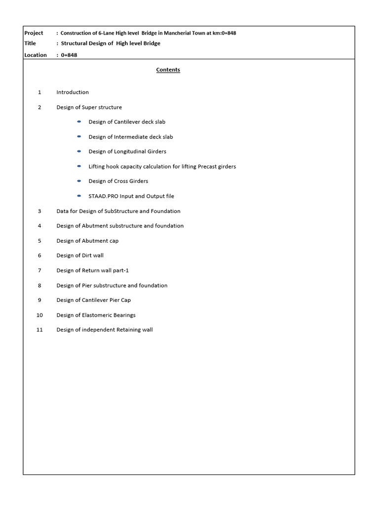 Structural Design report for Major Bridge @ Mancherial town | PDF ...