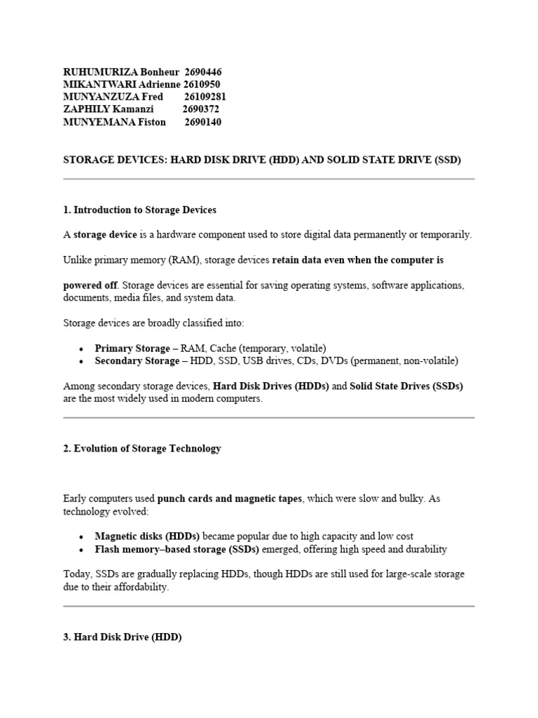 Storage Devices Group 4 | PDF | Solid State Drive | Hard Disk Drive