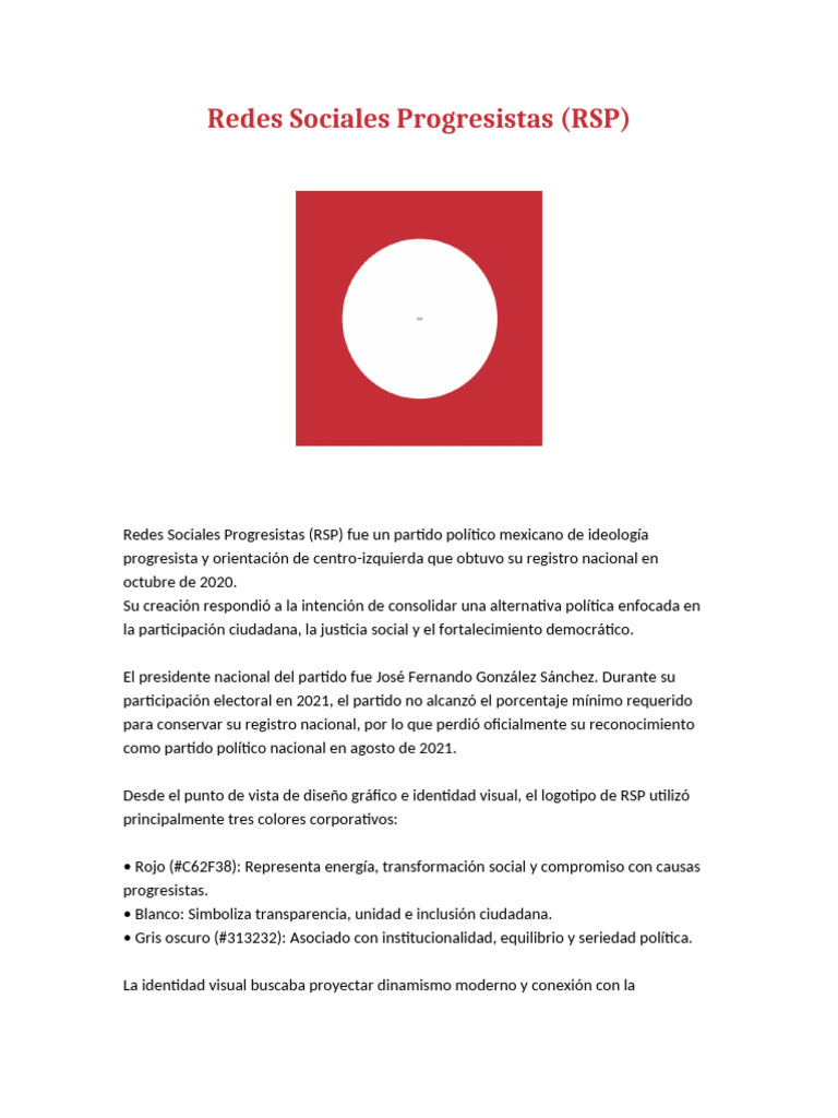 Partido RSP Analisis Politico | PDF