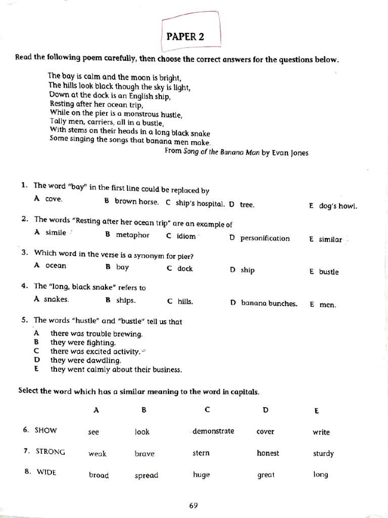 Language Arts Test 2 | PDF