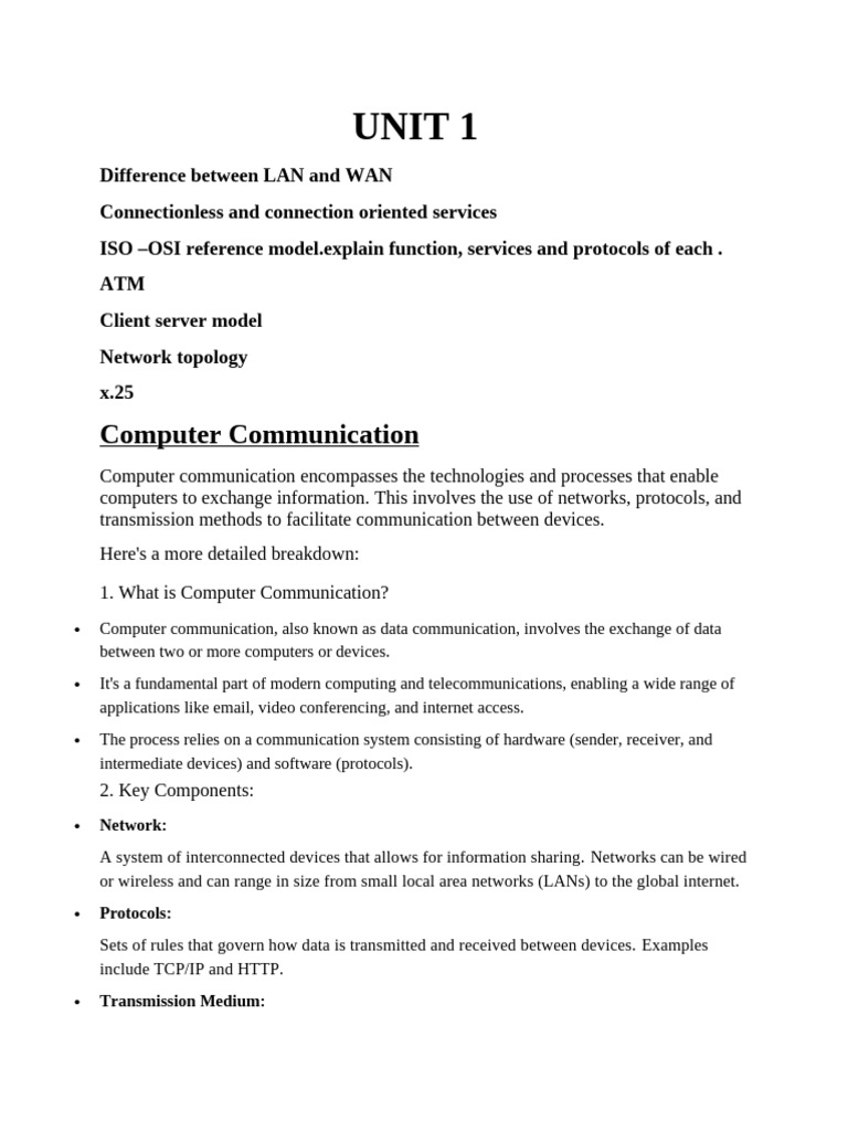 DCN UNIT 1 | PDF | Network Topology | Computer Network